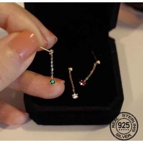 Drop Stud Earrings For Women S925 Silver Needle Zircon Crystal Mini Tassel Gold Bead Chain Hot Sale Fashion Girl Jewelry INEFFA