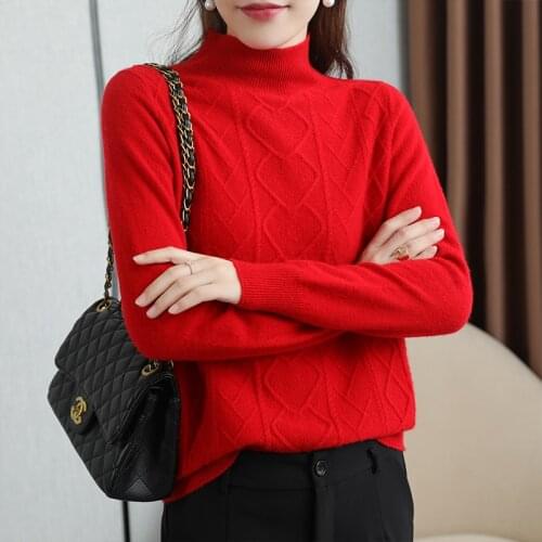 KOIJINSKY 2021 pure wool womens autumn and winter half aged heart-shaped knitted sweater Top womens choice