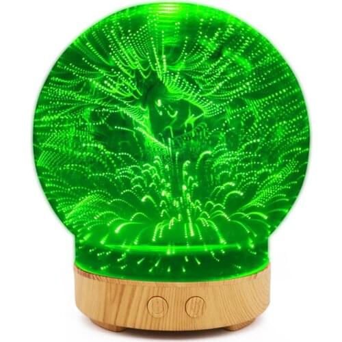 016-3D colorful fireworks glass multi-function aromatherapy machine humidifier ultrasonic essential oil atomizer USB interface