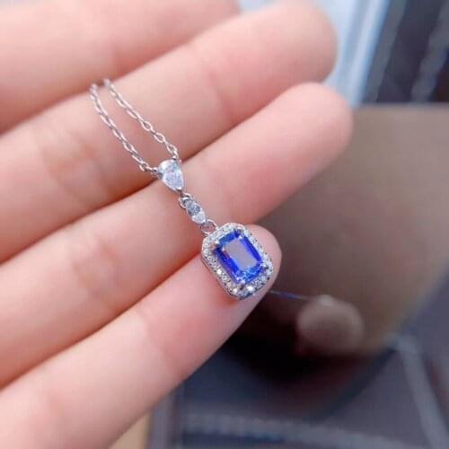 100% Real and Natural Tanzanite Pendant Fahsion Tanzanite Necklace 925 sterling silver For men or women