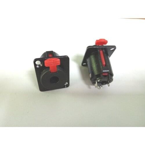 100 pcs black 6.35mm Stereo Female Panel Chassis Base Locked Socket adapter New