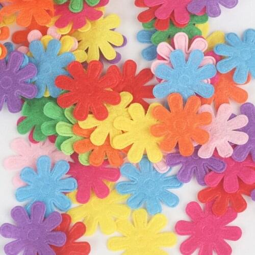 100Pcs/lot DIY Flower Patch Non Woven Felt Fabric For Sewing Crafts 20-30mm Random Mixed Color Thickness Polyester Cloth Felts
