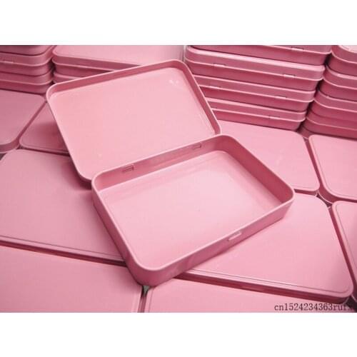 100 Pcs Pink Metal Boxes Cosmetic Packing Box Promotional Gift Tin Box Eye Shadow Metal Case Size 133x88x20mm