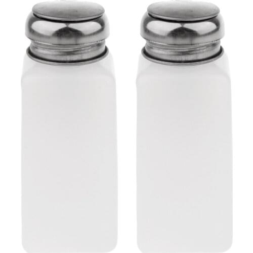 2Pcs Nail Polish Remover Alcohol Liquid Press Pumping Dispenser - Stainless Steel Cap Liquid Dispenser Pump Safe Square Bottles