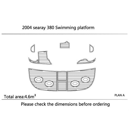 2004 searay 380 Swim Platform Pads 1/4" 6mm EVA Teak Decking marine floor
