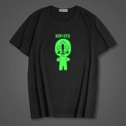 2021 Summer New SCP-173 Print Fluorescent Luminous Kids T-shirt SCP Foundation Men Women Short sleeve T Shirt Unisex Vest Tees
