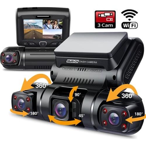3 Channel 1080P+1080P Driving Recorder 3 Lens Car DVR 3" LCD Dash cam 8 Infrared Light Super Night Vision Car Camera 256G Memory
