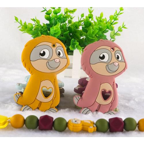 Kovict 5/10Pc New Sloths Silicone Teether Food Grade Pendants DIY Pacifier Chain Necklace Accessories Baby Care Molar Toys