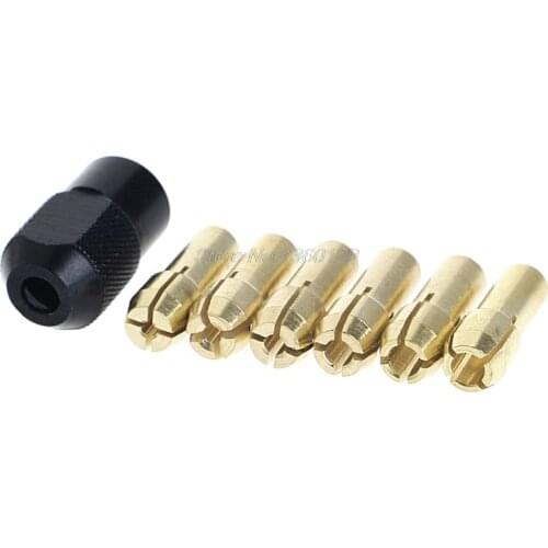 7pcs/lot dremel Brass Collet 1.0/1.6/2.0/2.4/3.0/3.2 +dremel check M8*0.75 Fits Dremel Rotary Tools dremel accessories Dropship