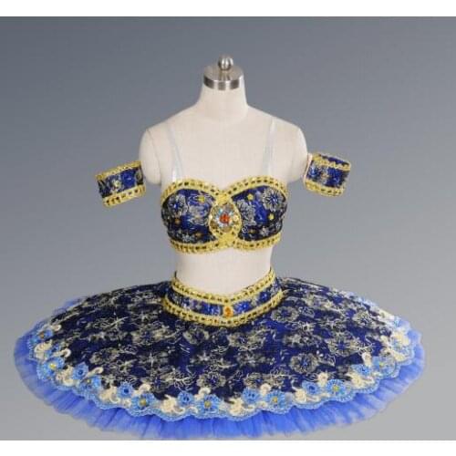 Dark Blue Le Corsaire Professional Ballet Tutu Green Classical Pancake Tutu Performance Competition Platter Ballet Costumes