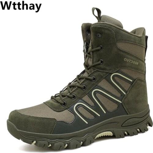 Tactical Military Combat Boots Men Genuine Leather US Army Hunting Trekking Camping Mountaineering Winter Ankle Boots Work Shoes