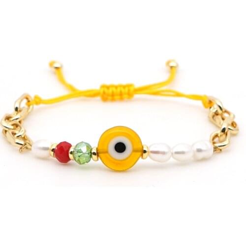 Go2Boho Turkish Evil Eye Bracelet Women Jewelry Freshwater Pearl Bracelets Stainless Steel Chain Pulseras Mujer Handmade Newest