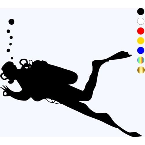 CK2583#18*15cm Diving funny car sticker vinyl decal silver/black car auto stickers for car bumper window car decorations