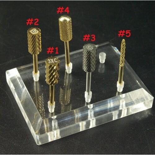 EasyNail~Pro. 5 Types Gold Tungsten Carbide Bur Nail Drill Bit Cutter Nail Files Nail Electric Drill Manicure Machine Accessory