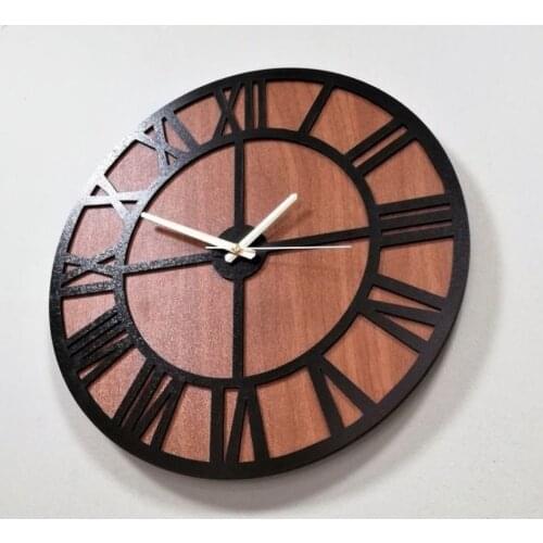 HLO 2021 Home Decoration Brown-Gold-Black Wooden Wall Clock Quality Material Stylish Living Room Horloge Murale Reasonable Price