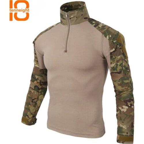 TENNEIGHT Camouflage T-Shirt men Military Combat Tactical T Shirt Long Sleeve quick-drying breathable soldiers hunt T-shirts