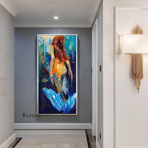 Mermaid Canvas Oil Painting Home Decor Print Beauty Poster Pictures for Living Room Aisle Hallway Decoration No Frame Big Size