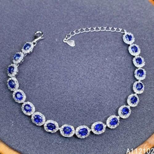 KJJEAXCMY fine jewelry S925 sterling silver inlaid natural star sapphire Girl popular hand Bracelet Support test Chinese style