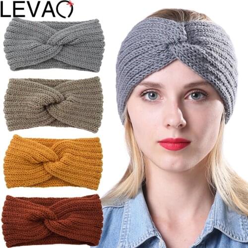 Levao Autumn Winter Solid Color Knit Headband For Women New Keep Warm Hair Bands Hoop Bezel Headwrap Hair Accessories