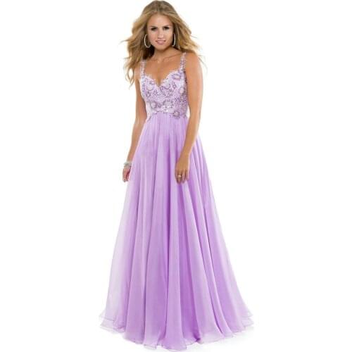 Sweetheart Spaghetti Straps Low Back Chiffon Lilac 2018 Empire French Blue vestido de noiva party prom Gown bridesmaid dresses