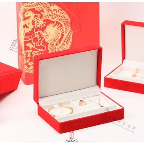 Fashion Quality Velvet Jewelry Sets Display box Red Jewellery set box the gift box For wedding or Birthday