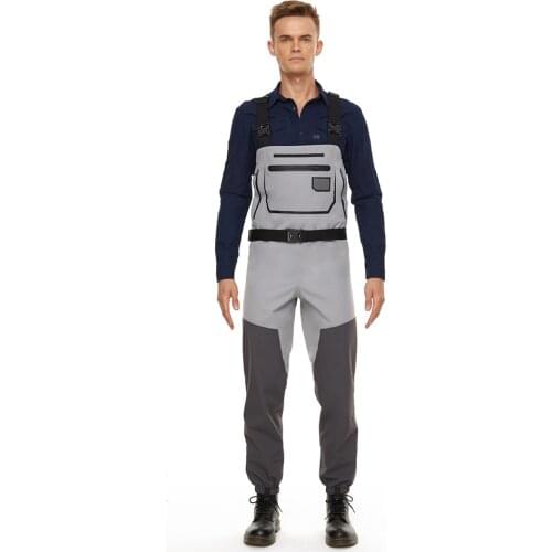 Mens Fishing Chest Waders Waterproof Breathable One-piece Pants With Neoprene Socks For Comfortable fishing WM25