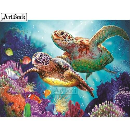 New 5d diy diamond painting turtle full square round resin drill mosaic rhinestone 3d stick diamond embroidery