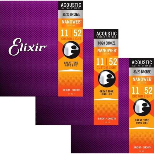 Nanoweb ACOUSTIC GUITAR STRINGS Anti-Rust Plain Steel&80/20 Bronze Strings 11002 (010-047) 11027 (011-052) 11052 (012-053)