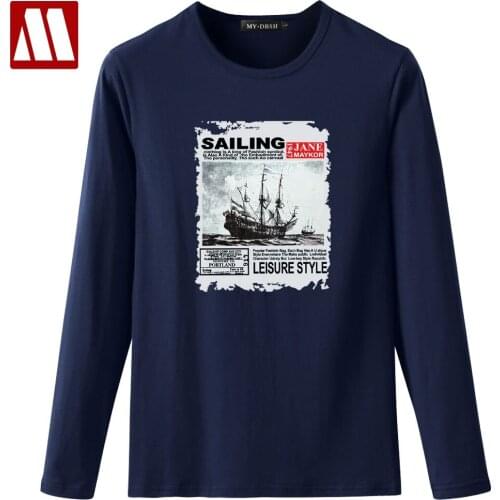 Track Ship + Vintage Retro Rock&Roll Punk Style T-Shirts Pirate Ship tshirts Brand Slim Fit T Shirts Spring Boy Gift Tops Tees
