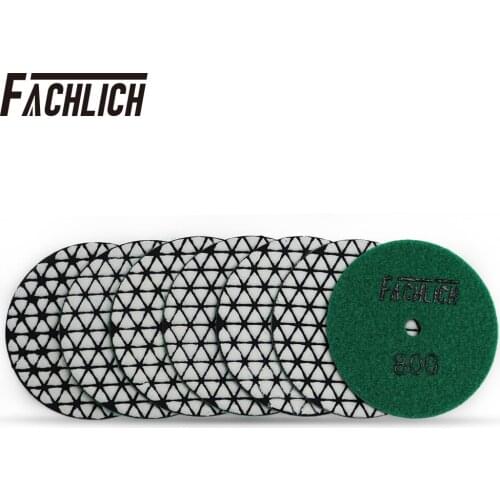 FACHLICH 7pcs/set Dia 4inch/100mm Dry Diamond Polishing Pads Resin Bond Flexible Sanding Disc For Granite and Marble Grit 800