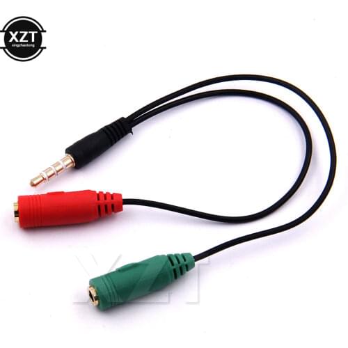 Portable Hot 3.5mm Audio Stero Splitter Male to Earphone Headset with Microphone cable Adaptor for PC Pad All Smart Phone