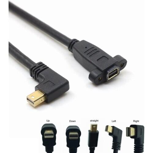 Right Angled Thunderbolt 2 to Thunderbolt 2 cable mini displayport Male to Female adapter converter with Screw hole Panel Mount