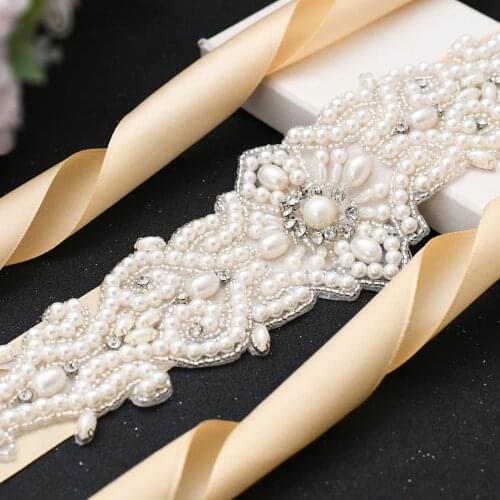 Pure Handmade Bride Pearl Belt Bright Wedding Party Woman Jewelry Girl Dress Accessories Multi-Color Ribbon Sash Beads Belt S26A