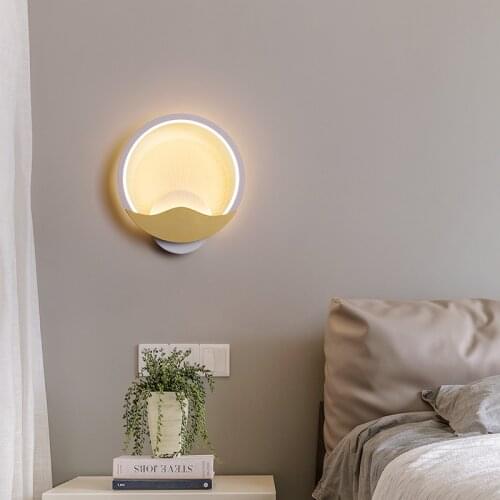 Modern Minimalist Led Acrylic Wall Lamp Black/White/Gold 12W Round Warm White Light for Bedding Room Living Room Study Indoor