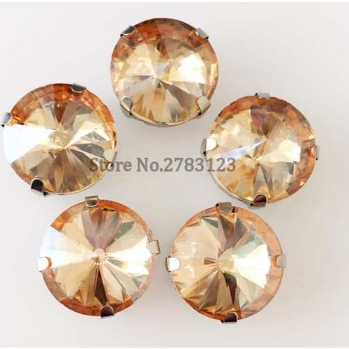 Round shape golden champion AAA Glass Crystal sew on rhinbestones with Silver claw,diy/Clothing accessories Free shipping