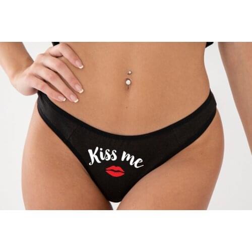 Red Lips KISS ME Funny Print Womens Panties Sexy Womens Underwear Underpant Brief Female T-Back G-String Thongs for Female
