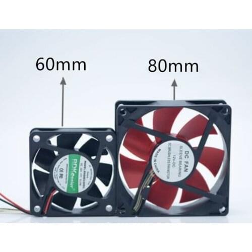 6cm 8cm chassis cooling fan,3pin + 4P, double connector, black frame red leaf suitable for 60mm 80mm water-cooled radiator
