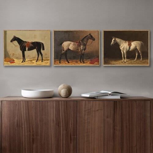Vintage Thoroughbred Horse Poster Antique Horse Farm Animals Canvas Painting Prints Horse Wall Art Picture for Living Room Decor