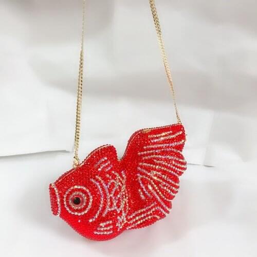 XIYUAN fish shape Newest women evening party handbag diamonds elegant purses luxury clutch bridal wedding party clutches bag