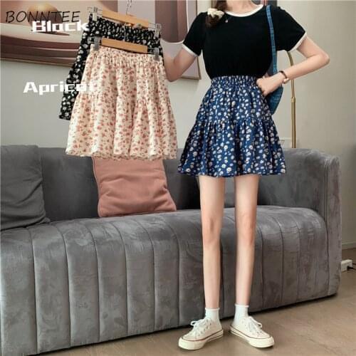 Skirts Women Casual Chiffon A-line Mini Sweet Retro Streetwear Korean Style College Girlish Empire Folds Cozy Popular Summer Ins