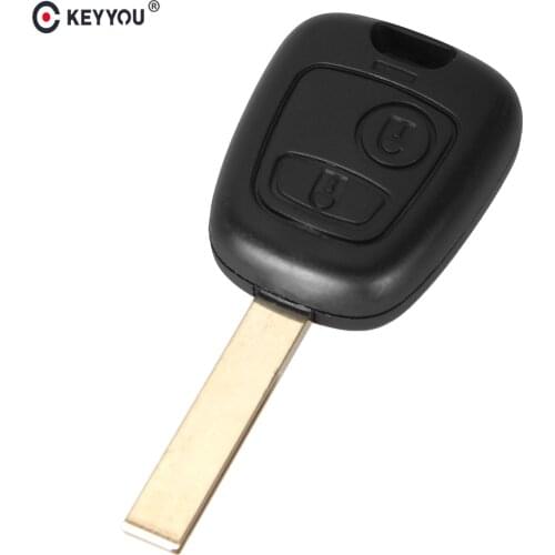 KEYYOU 10x 2 Buttons Replacement Car Key Case Shell Blank with Groove For Citroen C2 C3 C4 C6