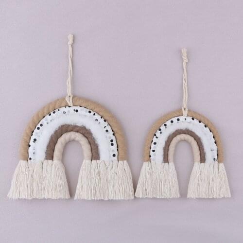 1 Pc Dot Rainbow Wall Hanging Ornament Handmade Weaving Macrame Nordic Home Decoration for Nursery Kids Room Art Craft Decor