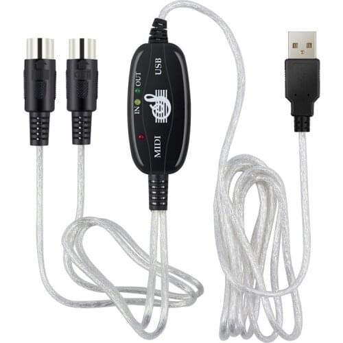 10pcs 100pcs/Lot New 1.8M USB IN-OUT MIDI Interface Cable Converter PC to Music Keyboard Cord Adapter Extension Music Line