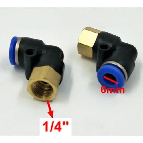 10pcs/lot Pneumatic fitting G1/8'' Female Thread L Elbow 6mm Pipe Fitting L type Fitting PLF6-1