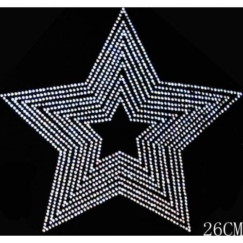2pc/lot Big star iron on transfer patches hot fix rhinestone motif designs for shirt IRON ON TRANSFER STONES Appliques sticker