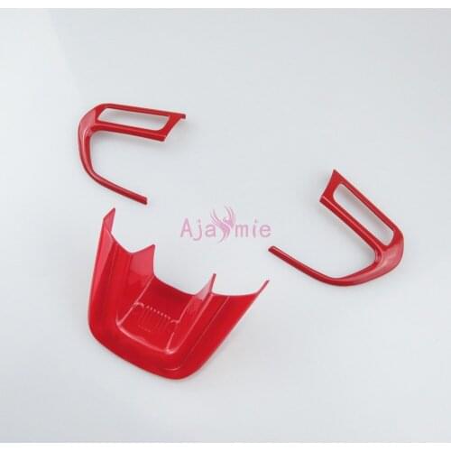2016-2018 Interior Red Color Steering Wheel Cover Overlay Panel Frame Kit Trim Stripes Car Styling For Jeep Renegade Accessories