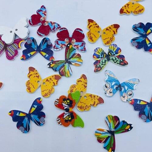 50pcs 30x20mm Mixed Flower Butterfly Buttons 2 Holes Sewing DIY Scrapbooking Accessories Embellishments