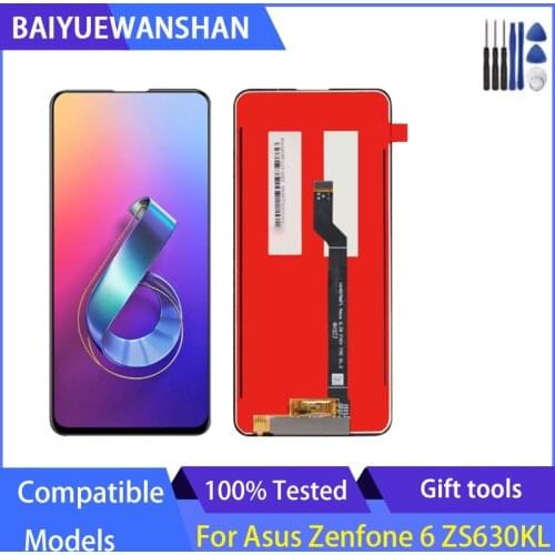6.4'' Original For ASUS Zenfone 6 ZS630KL LCD with frame Display Touch Screen Digitizer Sensor Assembly For ASUS I01WD LCD