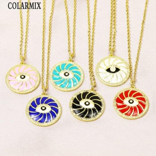 6 Pcs Zircon Enamel pendant Eyes Necklace Jewelry Pendant Necklace Slim chain Jewelry Accessories Jewelry Necklace 51815