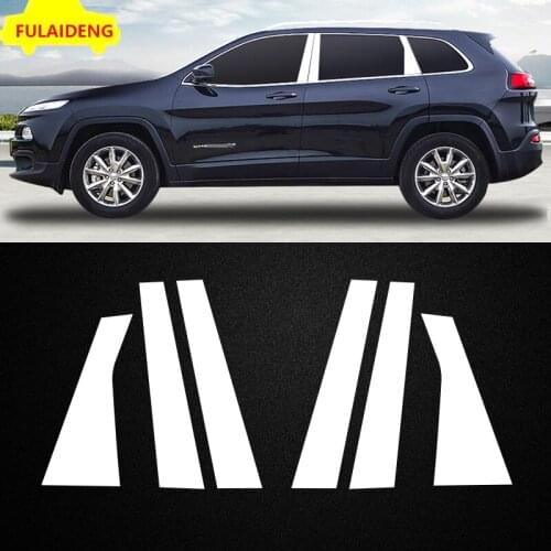 6pcs For Jeep Cherokee 2014-2021 stainless steel Car Window Center Pillar Post Cover Trim Car Styling Accessories